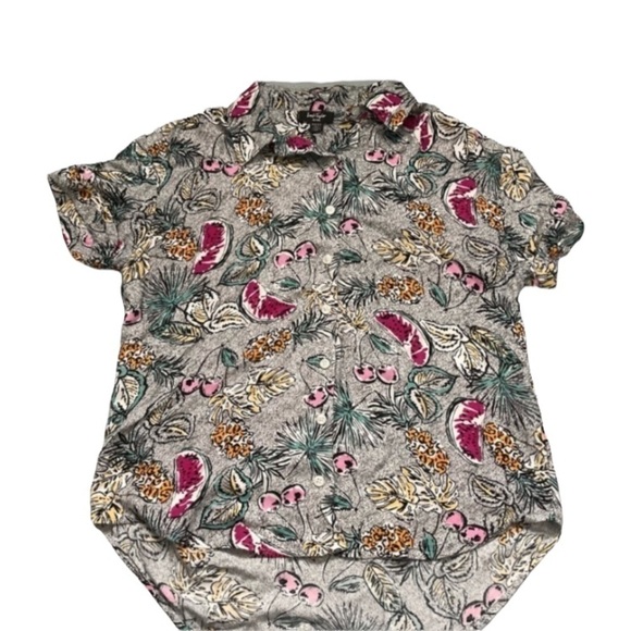 LORD & Taylor Francie graphic tropical Hawaiian print button down top - Picture 3 of 7